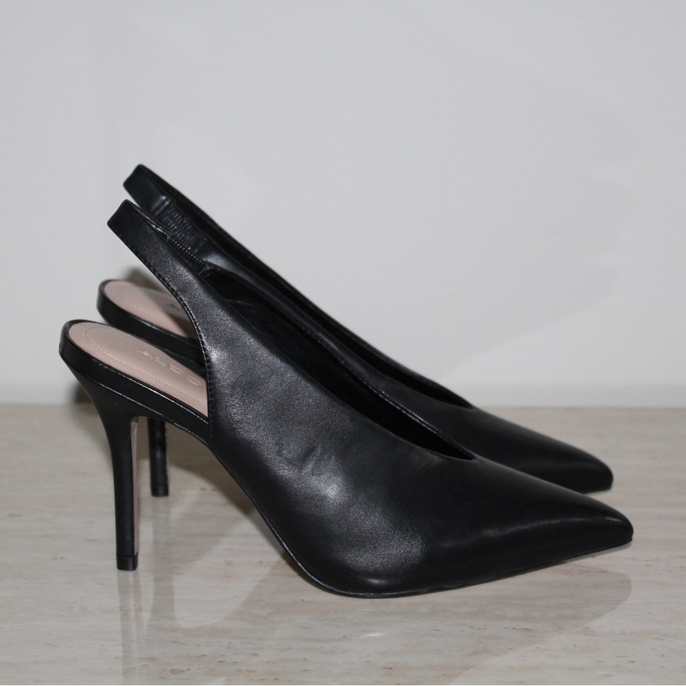 ALDO ‘Minett’ Black Point Slingback Heels - Picture 5 of 16